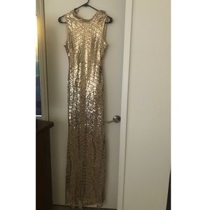 Gold sequin embellished dress